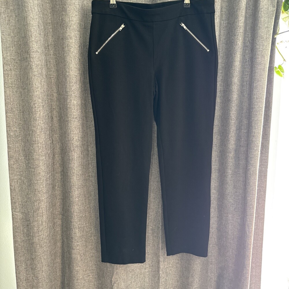 Women’s Zach And Rachel Black Dress Pants Silver Zippers Capris